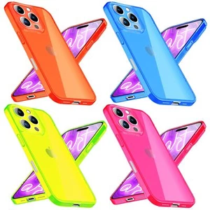 Funda de neón transparente para iPhone 16 Pro Max, colorida brillante transparente para móvil - Imagen 1 de 29