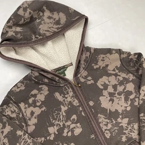 Eddie Bauer Hooded Full Zip Sweatshirt Women’s L Sherpa Lined Floral Cotton Poly - Picture 1 of 9
