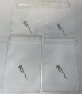 Pottery Barn Frog Embroidered Dinner Napkins Set of 4 Cotton - Picture 1 of 7