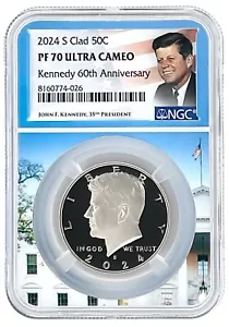 2024 S Kennedy Clad Half Dollar NGC PF70 UC 60th Anniversary White House Core - Picture 1 of 2