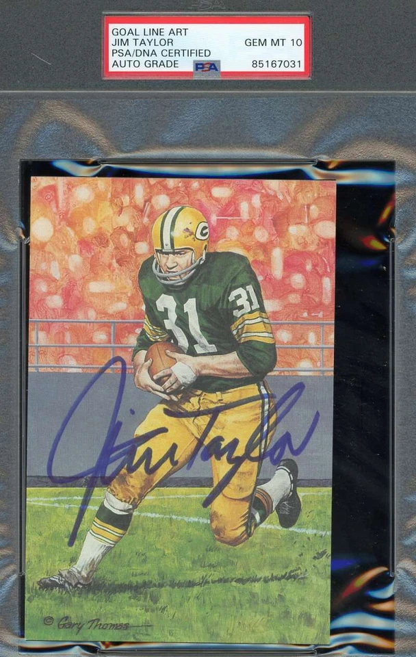 Jim Taylor Gem Mint 10 PSA DNA Signed Goal Line Art Card GLAC Autograph - Image 1 of 1