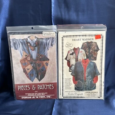 2 Patterns Vest Quilt Patch Vtg Indygo Junction & Cardin Originals Heart Warmer - Image 1 of 2