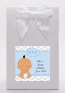It's a Boy Chevron Hispanic - Personalized Baby Shower Goodie Bags - Set of 12 - Picture 1 of 5