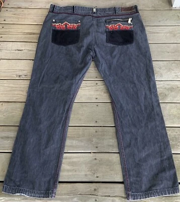 Jeans Crown Holder Para Hombre 48x34 Gris Bordado Suelto Hip Hop Foto 1 de 4