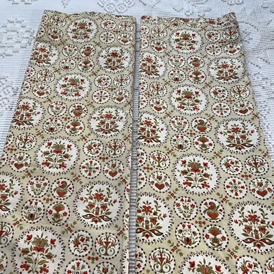 Juego de paneles de cortina MCM retro de colección/2 43” X 72” cada mezcla de algodón verde rojo crema Foto 1 de 4