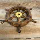 Steering Round Ships Wooden Wheel Wall Decor Nautical 12'' Antique Vintage Seas