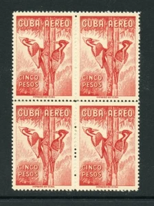 América Central 1956 Aves 5p. Rojo Alto Valor En Bloque De 4 (Cod.6784) - Picture 1 of 1