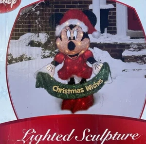 Minnie Mouse Christmas Tinsel 32” Tall Pre-Lit Yard Art Disney - Picture 1 of 4