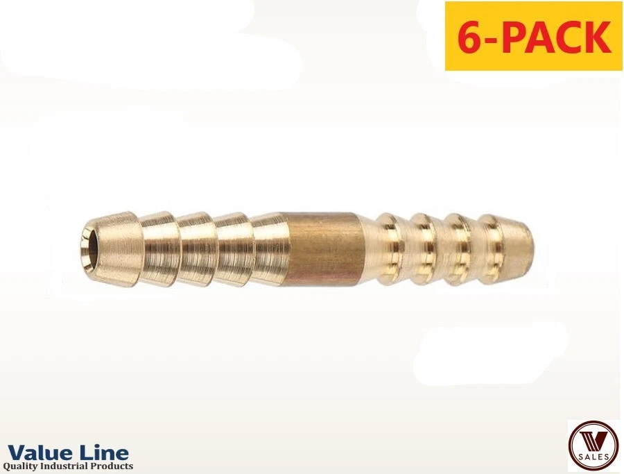 ¡PAQUETE DE 6!Unión empalmadora de manguera de latón Value-Line, 3/16 x 3/16 Barb 122HBL-3 ¡NUEVA! Foto 1 de 4