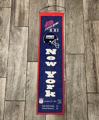 Vintage 1987 NEW YORK GIANTS NFL Super Bowl XXI 1986 NFC Champions Pennant Flag - Image 1 of 2