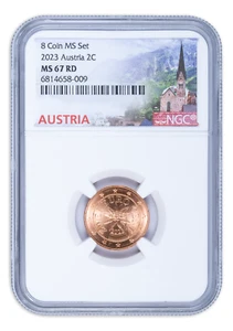 2023 2C Austria BU Coin 2 Euro Cent Graded NGC MS67 RD - High Grade! - Picture 1 of 2