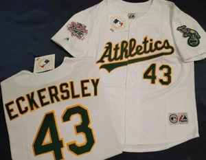 CAMISETA DE BÉISBOL Majestic 1989 Oakland A's Dennis Eckersley Serie Mundial nueva blanca - Imagen 1 de 1