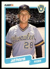 1990 Fleer Baseball Card Jeff Peterek Rookie Milwaukee Brewers #333