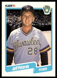 1990 Fleer Baseball Card Jeff Peterek Rookie Milwaukee Brewers #333