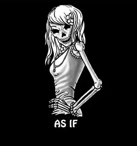 "AS IF" SEXY SKELETON GOTH GIRL ROSE SKULL T-SHIRT 226 - Picture 1 of 1