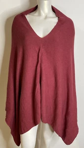 Eileen Fisher Rouge Red Versatile Poncho Cape Wrap Throw OS Organic Cotton S M L - Picture 1 of 7