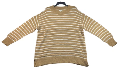 Suéter Style & Co Mujer Talla Grande 3X Camel Tostado Blanco Rayas Tejido Manga Larga Foto 1 de 4