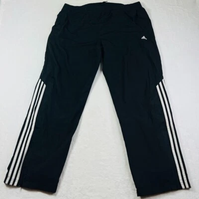 Pantalones de chándal Adidas para hombre grandes negros cortavientos ligeros tres rayas Foto 1 de 4