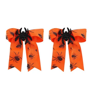 Halloween Spider Hair Bows with Tails - Set of 2 - Picture 1 of 15