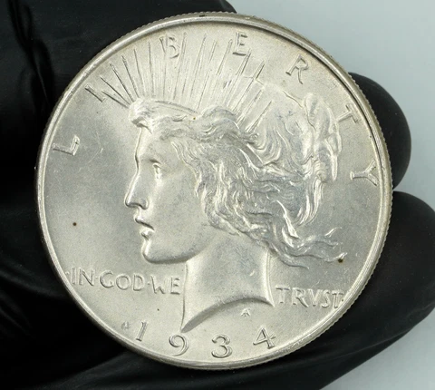 1934 Peace Silver Dollar BU Condition Nice Luster Cover