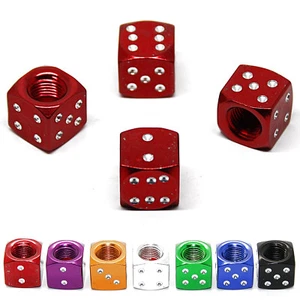 4 tapas de válvulas - cubo cromo dados bicicleta coche moto chopper rojo caliente camión - Imagen 1 de 1