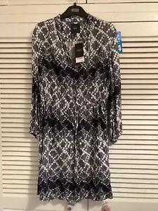 Ladies Next Dress Size 8 New Navy & White Long Sleeve - Picture 1 of 2