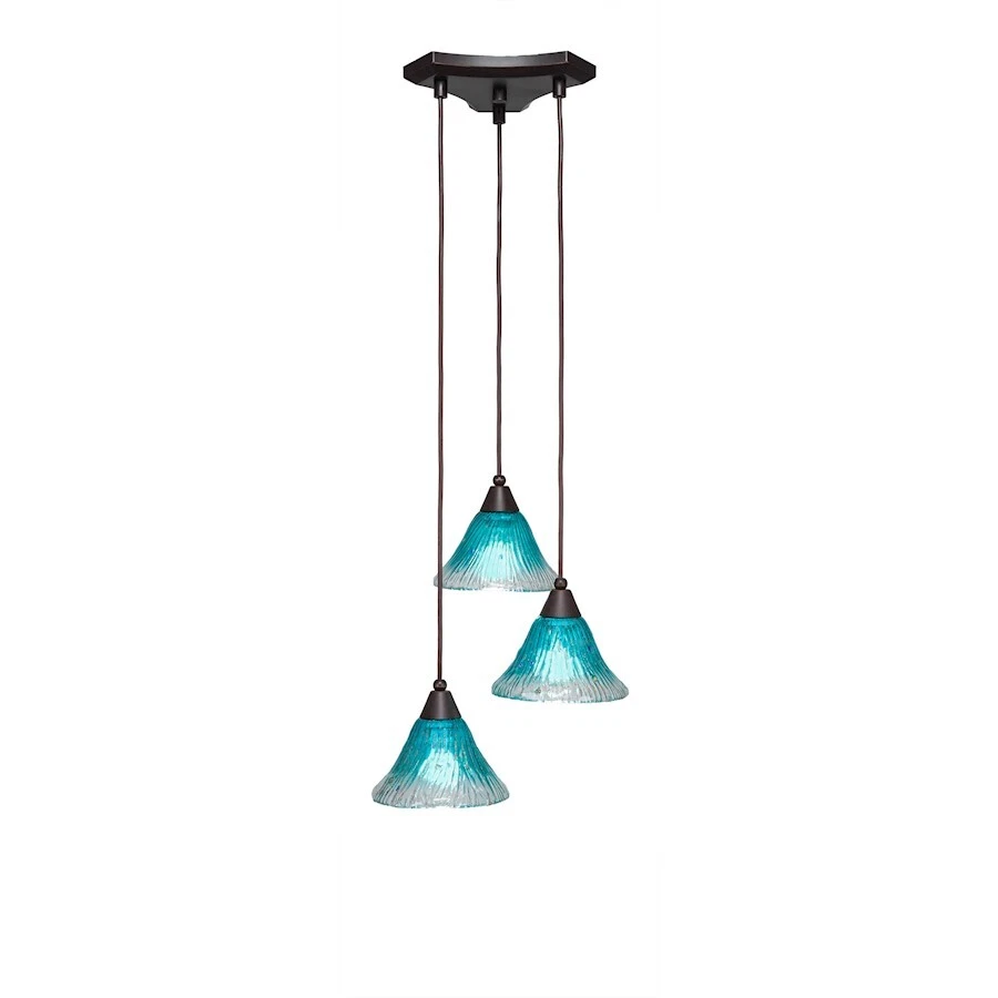 Toltec Europa 3 Light Mini Pendant, Granite, 7" Teal Crystal - 28-DG-458 - Image 1 of 1