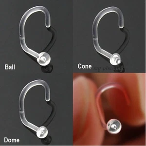 1 Stck. 18G ~ Klar Bio-Flex Nasenschraube Halter Kugel, Kuppel, Kegelspitze - Bild 1 von 4