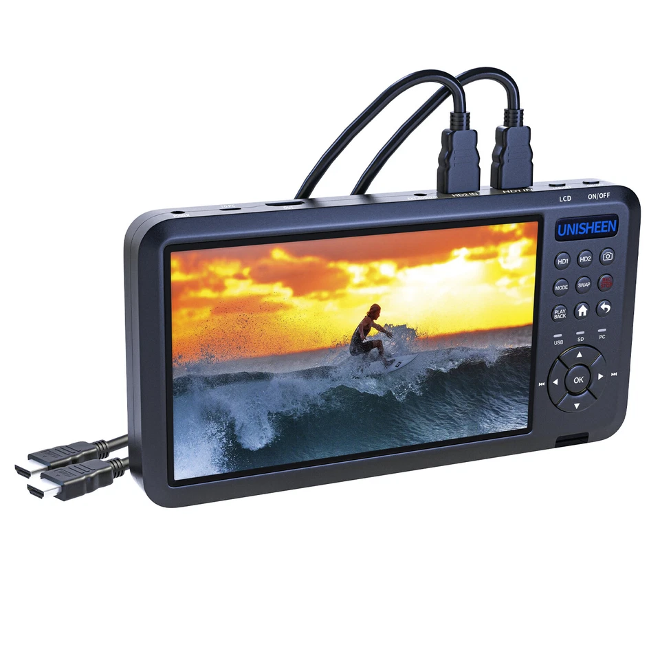 UNISHEEN 4K 2.0 HDMI Recorder HD Video Capture Box USB/ SD /TF Card VHS To Digital 7" LCD