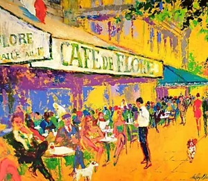 LeRoy Neiman CAFE DE FLORE Parigi Francia Vintage Stampa artistica Bookplate 254 - Foto 1 di 4