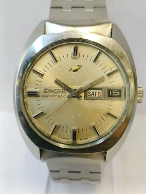 ENICAR SATR JEWELS AUTOMÁTICO PÁTINA ESFERA CREMA SUIZO HOMBRE COMPLETO FUNCIONANDO Foto 1 de 4