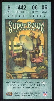 1999 SUPER BOWL XXXIII 33 ticket stub DENVER BRONCOS vs FALCONS nice shape 1/31 - Image 1 of 2