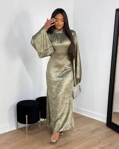 Dubai Kaftan Elegant Women Long Dress Abaya Muslim Evening Robe Party Gown Prom - Foto 1 di 42