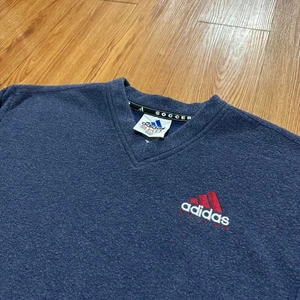 Adidas Herren Sweatshirt Warm Up Cozy Vintage Fußball Fleece Blau Gr. XL - Bild 1 von 6