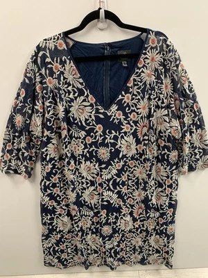 Vestido Adrianna Papell Mujer 22W Azul Marino Malla Bordado Floral Mini Cambio Cuello en V Foto 1 de 4