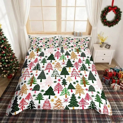 Juego de cama Manfei árbol de Navidad 3 completo (sin edredón), rojo verde blanco  Foto 1 de 4