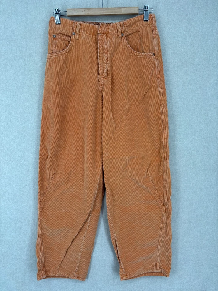 We The Free People Pants 26 Orange Cord Barrel Jeans Corduroy Button Fly - Image 1 of 4