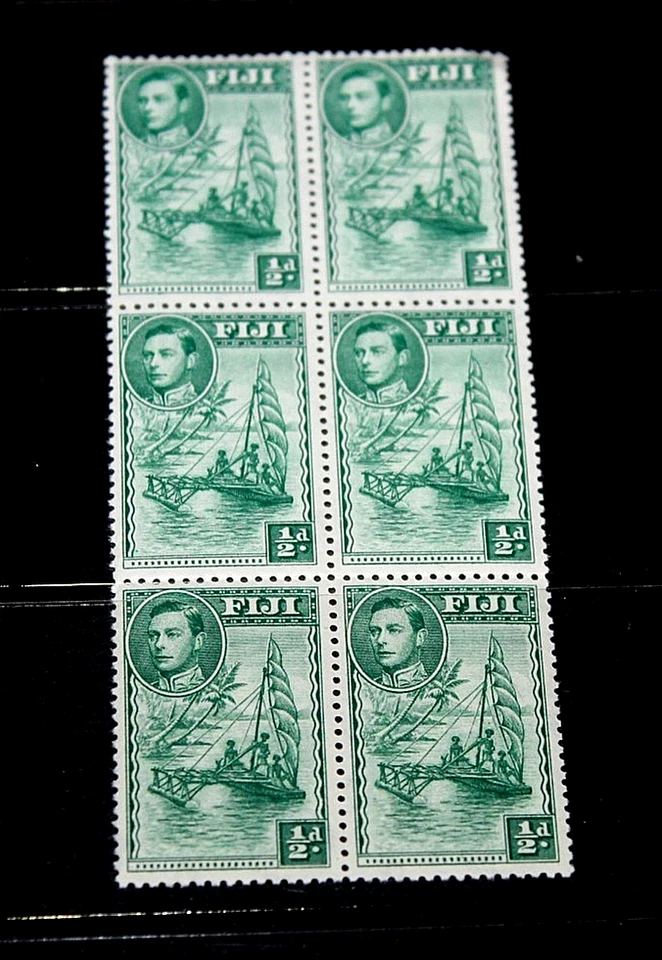 FIJI 1938 1/2d EMISIÓN REY GEORGE EN BLOQUE DE 6, FINO M/N/H,, Foto 1 de 1