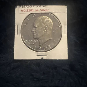 1972 S Eisenhower Dollar Choice Proof 40% Silver IKE $1 US Coin Collectible - Picture 1 of 2