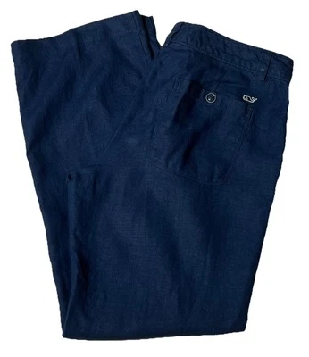 Vineyard Vines Womens Linen Slacks Dark Blue 4pockets Sz 6 - Image 1 of 4