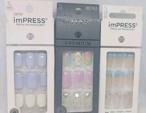 Kiss impress color gel nail SET No Glue Mani 30 Nails EA lavender whisper + 3pk - Picture 1 of 1
