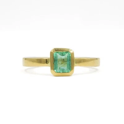 Ring mit kolumbianischem Smaragd Emerald 0,55 ct. in 18 Kt. 750 Gold Gr. 55 - Bild 1 von 4