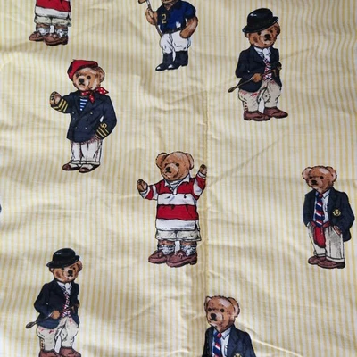 Vintage Ralph Lauren Polo Bear Yellow Striped Comforter Blanket TWIN 63 x 86 - Image 1 of 4