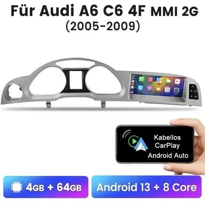 4+64GB für Audi A6 C6 4F MMI 2G 2005-2009 Carplay Bluetooth Navi Multimedia AUTO - Bild 1 von 4