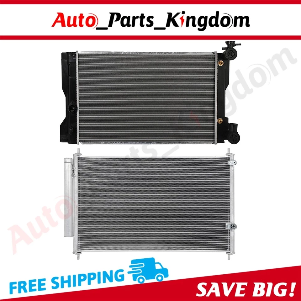 Kit de refrigeración de radiador y condensador de CA de aluminio para Toyota Corolla Pontiac 2009-13 Foto 1 de 4