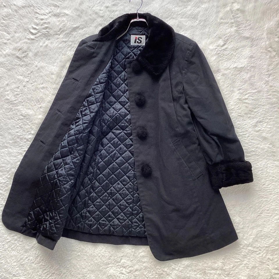 ABRIGO USADO ISSEY MIYAKE LÍNEA A ALGODÓN NEGRO CON BOA ACOLCHADA, ESTILO VINTAGE ACC Foto 1 de 4