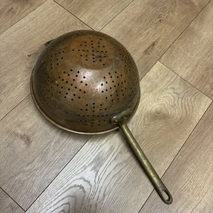 Vintage Colino colino in rame anni '60 con manici in ottone massiccio pentola da cucina 9" - Foto 1 di 7