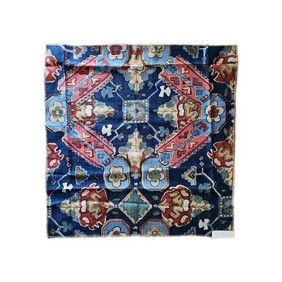 Gorgeous THIBAUT 26 inch Sample PERSIAN CARPET Cotton  NAVY RED TAN F910829L - Image 1 of 4