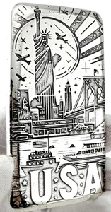 10 ozt 999 Fine Silver Art Bar - USA TRAVEL - ADAMO TECHNE - Limited Edition - Bild 1 von 7