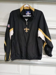 Reebok New Orleans Saints NFL 1/4 Zip Pullover Windbreaker in schwarz und gold.   - Bild 1 von 3